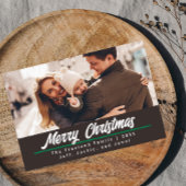 Retro Bruin Foto Kerstmis Kaart | Horizontaal