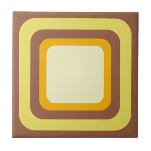 Retro Bruin Geel Oranje Beige Tegeltje