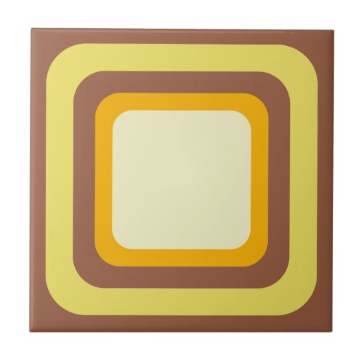 Retro Bruin Geel Oranje Beige Tegeltje (Voorkant)