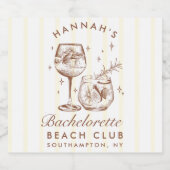 Retro Bruin & Gele Streep Bachelorette Sparkling Sparkling Wijnetiket (Enkel label)