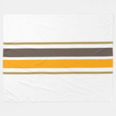 Retro Bruin Gouden Gele Racing Stripes op Wit Fleece Deken (Voorkant (Horizontaal))