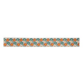 Retro Bruin Groen Hippie Floral Groovy Satijnen Lint (Voorkant)
