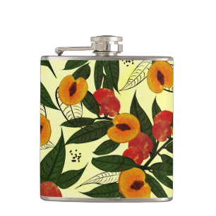 Retro Bruin Oranje Rood-Kersappelfruit Heupfles
