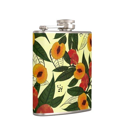 Retro Bruin Oranje Rood-Kersappelfruit Heupfles (Rechts)