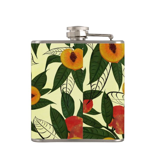 Retro Bruin Oranje Rood-Kersappelfruit Heupfles (Achterkant)