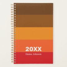 Retro Bruin Oranje Rood Strepen Aangepaste Naam