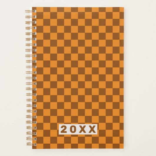Retro Bruin Oranje Schaakbord 2026 Planner (Voorkant)