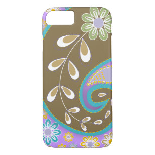 Retro bruin paisley motief op maat Case-Mate iPhone case