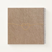 Retro bruin papier met string - bewerkbare tekst n notitieboek (Achterkant)