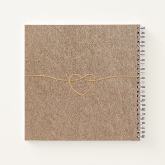 Retro bruin papier met string - bewerkbare tekst n notitieboek (Achterkant)