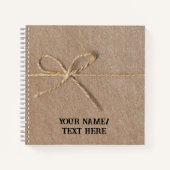 Retro bruin papier met string - bewerkbare tekst n notitieboek (Voorkant)