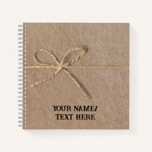 Retro bruin papier met string - bewerkbare tekst n notitieboek