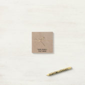 Retro bruin papier met string - bewerkbare tekstpo post-it® notes (Op bureau)