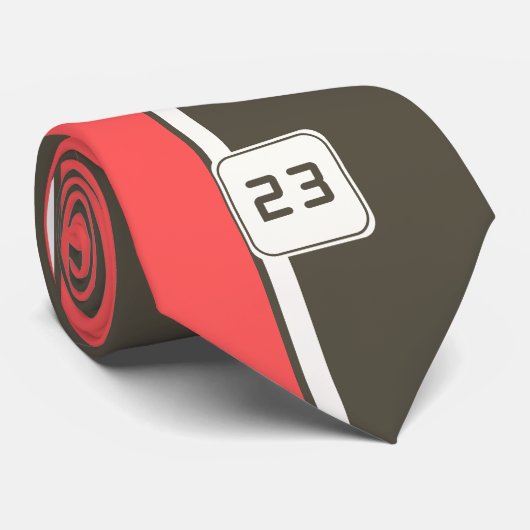 Retro Bruin Rood Racing Verticale Strepen Stropdas (Opgerold)