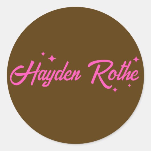 Retro Bruin Roze Typografie Stars Ronde Sticker (Voorkant)
