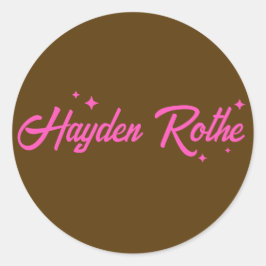 Retro Bruin Roze Typografie Stars Ronde Sticker