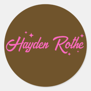 Retro Bruin Roze Typografie Stars Ronde Sticker