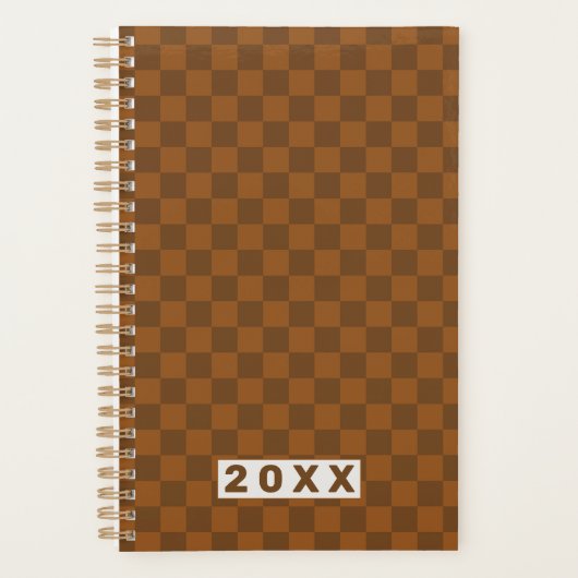 Retro Bruin Schakenbord 2026 Planner (Voorkant)