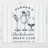 Retro bruin & zwart gestreept vrijgezellenfeest fo sparkling wijnetiket (Enkel label)