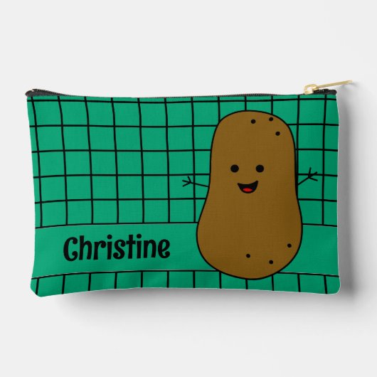 Retro, Bruine Aardappel, Blauwgroen Custom Etui (Achterkant)