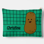 Retro, Bruine Aardappel, Blauwgroen Custom Etui (Achterkant)