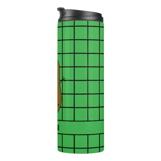 Retro, Bruine Aardappel, Groen Custom Thermosbeker (Geroteerd rechts)