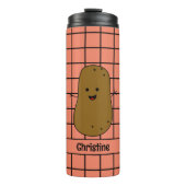 Retro, Bruine Aardappel, Groen Custom Thermosbeker (Voorkant)