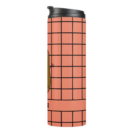 Retro, Bruine Aardappel, Groen Custom Thermosbeker (Geroteerd rechts)