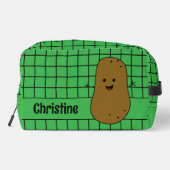 Retro, Bruine Aardappel, Groen Custom Toilettasje (Achterkant)