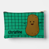 Retro, Bruine Aardappel, Teal Aangepast Etui (Achterkant)