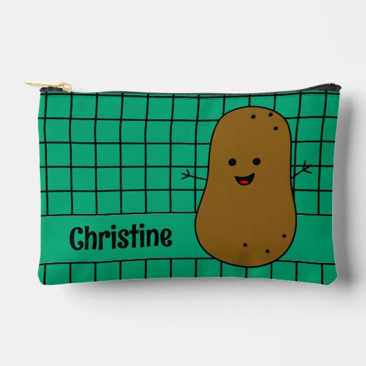 Retro, Bruine Aardappel, Teal Aangepast Etui (Voorkant)