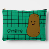 Retro, Bruine Aardappel, Teal Aangepast Etui (Voorkant)