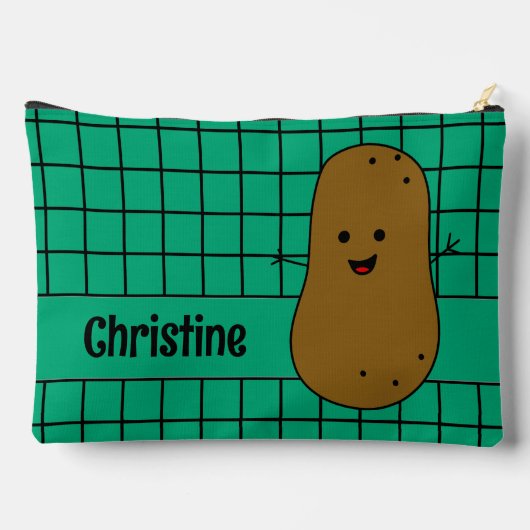 Retro, Bruine Aardappel, Teal Aangepast Etui (Achterkant)