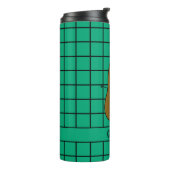 Retro, Bruine Aardappel, Teal Aangepast Thermosbeker (Gedraaid links)