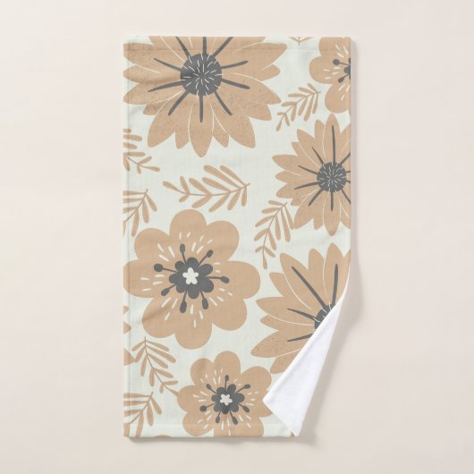 Retro Bruine Bloemen Bad Handdoek (Handdoek)