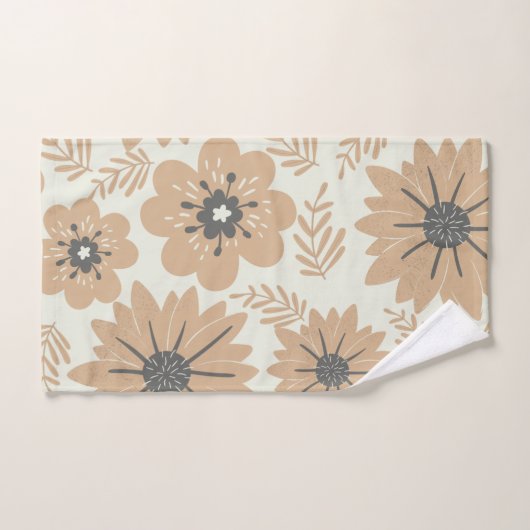 Retro Bruine Bloemen Bad Handdoek (Handdoek)