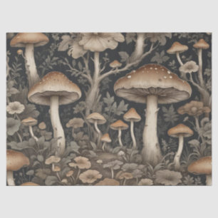 Retro Bruine Cottagecore Paddenstoelen Vloeipapier Tissuepapier