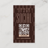 Retro bruine en beige QR-code die scanbaar is voor Visitekaartje (Voorkant)