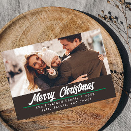 Retro Bruine Foto Kerstkaart | Horizontaal Kaart