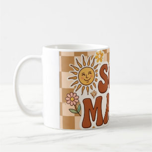 Retro Bruine Geruite Zachte Mama Achtergrond PNG - Koffiemok