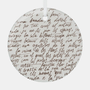 Retro Bruine Inkt Manuscript Textuur Glas Ornament