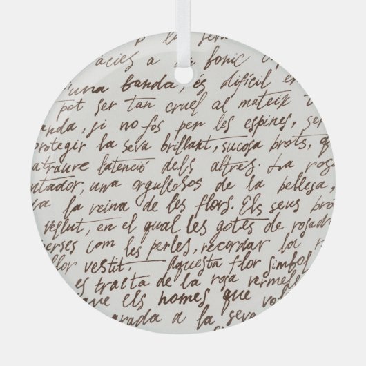 Retro Bruine Inkt Manuscript Textuur Glas Ornament (Voorkant)