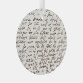 Retro Bruine Inkt Manuscript Textuur Glas Ornament (Voorkant Rechts)
