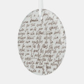 Retro Bruine Inkt Manuscript Textuur Glas Ornament (Voorkant links)