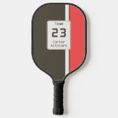Retro Bruine Rode Racing Verticale Strepen Pickleball Paddle (Achterkant)