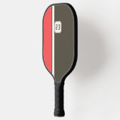 Retro Bruine Rode Racing Verticale Strepen Pickleball Paddle (Links)