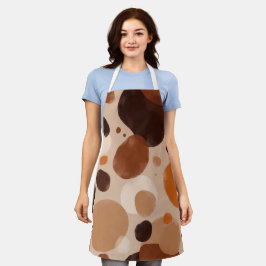 Retro Bruine Stippenprint All-Over Print Schort