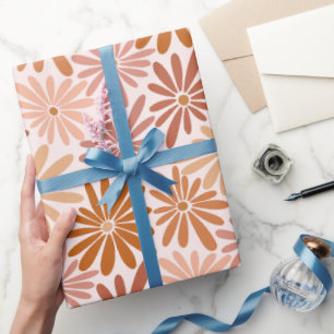 Retro Bruinige Madelief Cadeaupapier