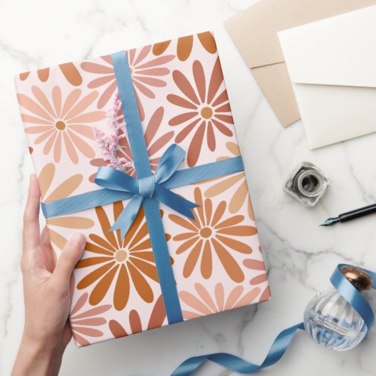 Retro Bruinige Madelief Cadeaupapier (Geschenken)