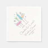 Retro Bruisende Champagne Bruidsdiner Servet (Voorkant)